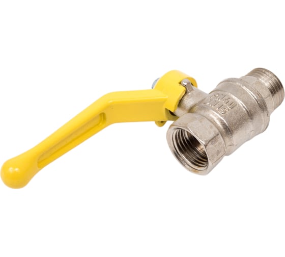 Шаровой кран Valfex N/P59 БИРКА для газа 1/2 ВР/НР ручка-рычаг, латунный никелированный 11Б27фтМ (80/20) VF.272.NR3.012.N/P59.Bir