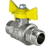 Шаровой кран Valfex N/P59 БИРКА для газа 1/2 НР/НР ручка-бабочка, латунный никелированный 11Б27фтМ (96/24) VF.279.NB3.012.N/P59.Bir