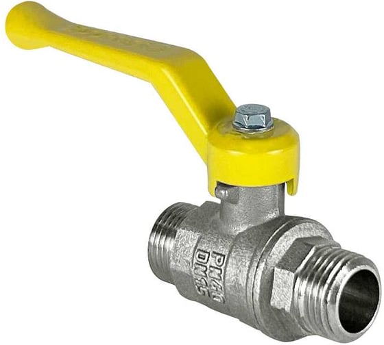 Шаровой кран Valfex N/P59 БИРКА для газа 1/2 НР/НР ручка-рычаг, латунный никелированный 11Б27фтМ (96/24) VF.270.NR3.012.N/P59.Bir