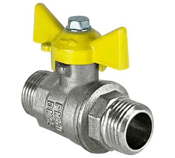 Шаровой кран Valfex N/P59 БИРКА для газа 3/4 НР/НР ручка-бабочка, латунный никелированный 11Б27фтМ (72/18) VF.279.NB3.034.N/P59.Bir