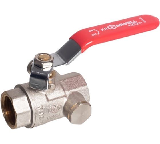 Шаровой кран KROMWELL с дренажем, 3/4", ВР-ВР, ручка рычаг KW.284.05 1