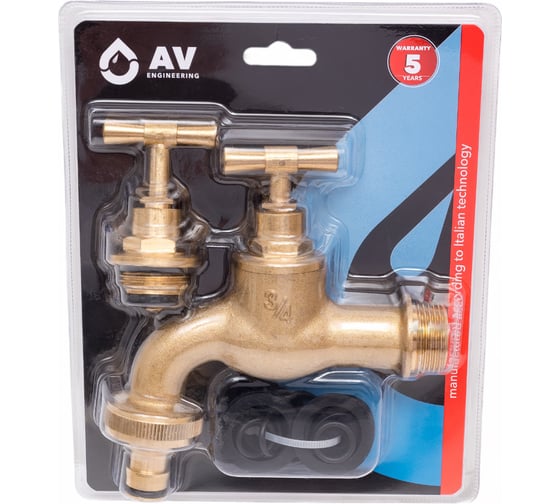 Кран водоразборный AV Engineering 3/4" нар, настенный, со штуцером AVE169034