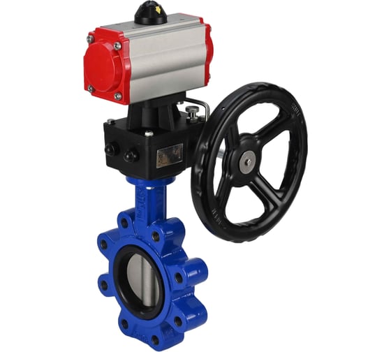 Затвор DN.ru QT450-304-NBR-2W-Fb-H Ду100 Ру16 LUG пневмопривод, дублер D050-50027