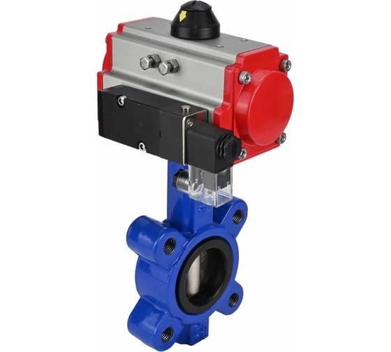 Затвор DN.ru QT450-304-NBR-2W-Fb-H Ду65 Ру16 LUG пневмопривод, пн.распределитель D050-50304