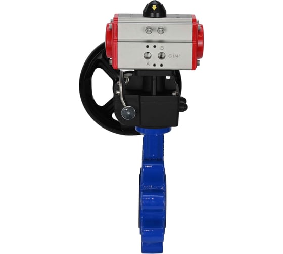 Затвор DN.ru QT450-304-NBR-2W-Fb-H Ду80 Ру16 LUG пневмопривод, дублер D050-50026