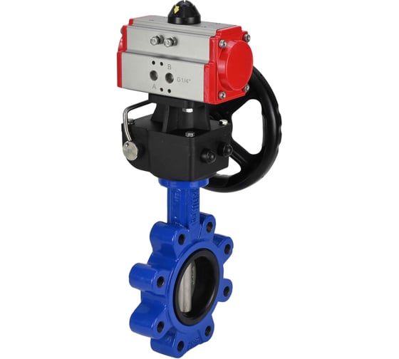 Затвор DN.ru QT450-304-NBR-2W-Fb-H Ду80 Ру16 LUG пневмопривод, дублер D050-50026