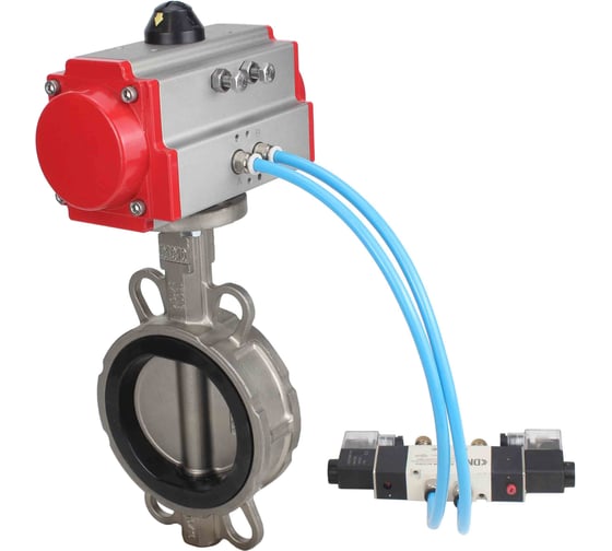 Затвор DN.ru 304-304-EPDM-2W-Fb-H Ду250 Ру16 пневмопривод, пневмораспределитель D050-46843