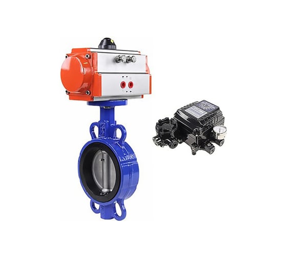 Затвор DN.ru QT450-QT450-EPDM-2W-Fb-H Ду125 Ру16 LUG пневмопривод, позиционер D050-52738 1