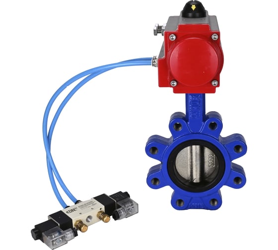 Затвор DN.ru QT450-QT450-NBR-2W-Fb-H Ду125 Ру16 LUG пневмопривод, пн.распределитель D050-50271 1