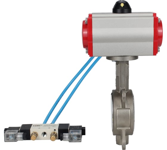 Затвор DN.ru 304-304-PTFE-2W-Fb-R Ду250 Ру16 пневмопривод, пневмораспределитель D050-46779