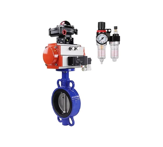 Затвор DN.ru 304-304-VITON-2W-Fb-H Ду150 Ру16 пневмопривод, БКВ, пневмораспред., БПВ D050-48875 1