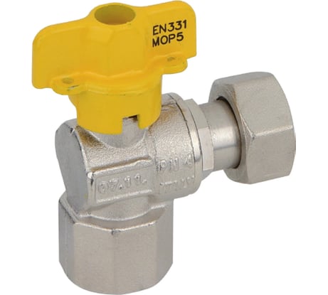 Kран шаровой для газа Bugatti угловой, Rp1/2"x G1/2" DN10 PN4 арт.575 05750001