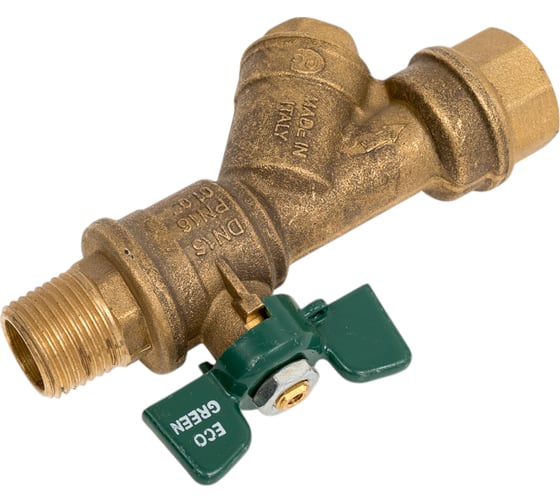 Kран шаровой для воды Bugatti с фильтром Eco Valve Rp1/2" x R1/2" DN15 PN20 арт.743G 0743G04
