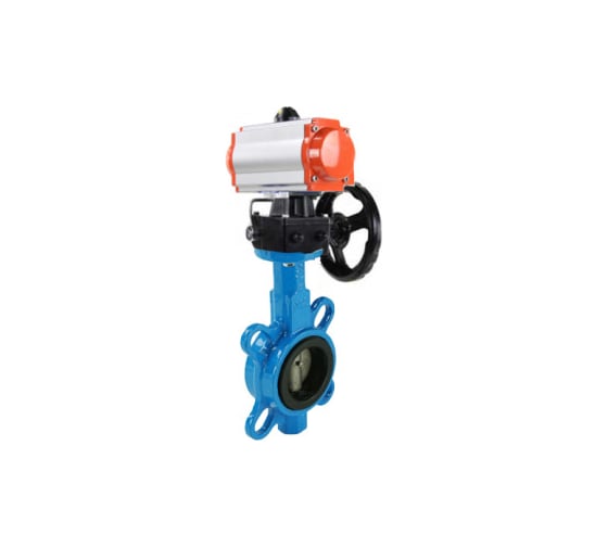 Затвор дисковый DN.ru 304-304-VITON-2W-Fb-H Ду125 Ру16 пневмопривод, ручной дублёр, БКВ D050-47288 1