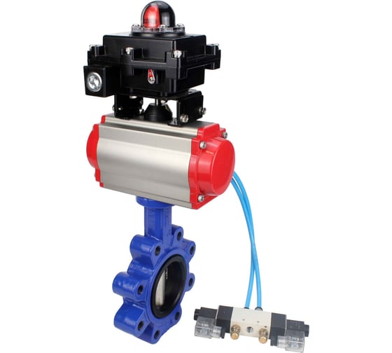 Затвор DN.ru QT450-304-EPDM-2W-Fb-H Ду80 Ру16 LUG пн.привод, пн.распределитель, БКВ D050-52228 1