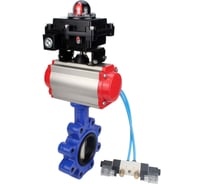 Затвор DN.ru QT450-304-NBR-2W-Fb-H Ду125 Ру16 LUG пн.привод, пн.распределитель, БКВ D050-52164