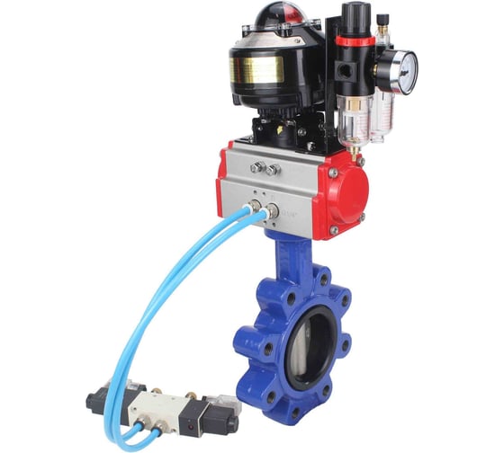 Затвор DN.ru QT450-304-NBR-2W-Fb-H Ду100 Ру16 LUG пн.привод, пн.распред., БПВ, БКВ D050-52556