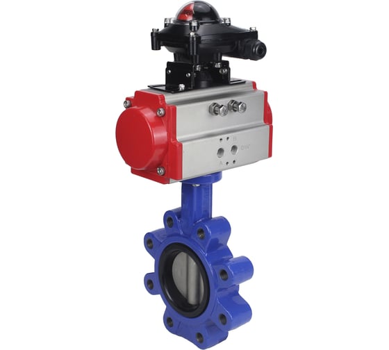 Затвор DN.ru QT450-QT450-NBR-2W-Fb-H Ду80 Ру16 LUG пневмопривод, БКВ D050-50197