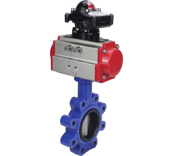 Затвор DN.ru QT450-QT450-NBR-2W-Fb-H Ду80 Ру16 LUG пневмопривод, БКВ D050-50197