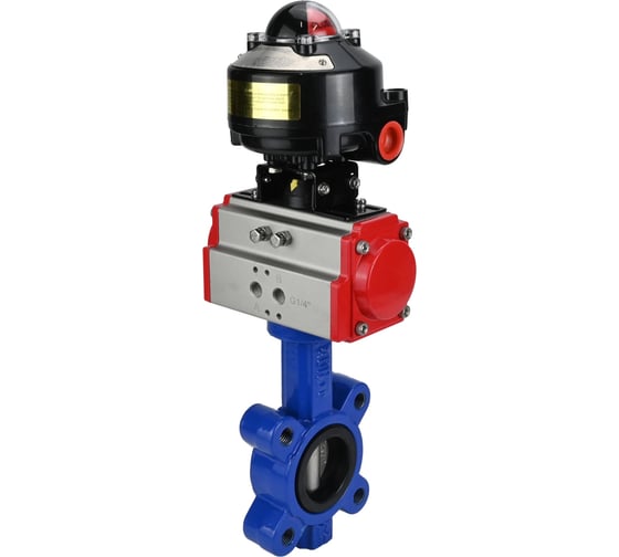 Затвор DN.ru QT450-QT450-NBR-2W-Fb-H Ду80 Ру16 LUG пневмопривод, БКВ D050-50149 1