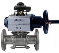 Шаровой кран DN.ru КШФПТ-ISO.304.180 Ду80 Ру25 с пневмоприводом, пневмораспределителем, БКВ D160-24360
