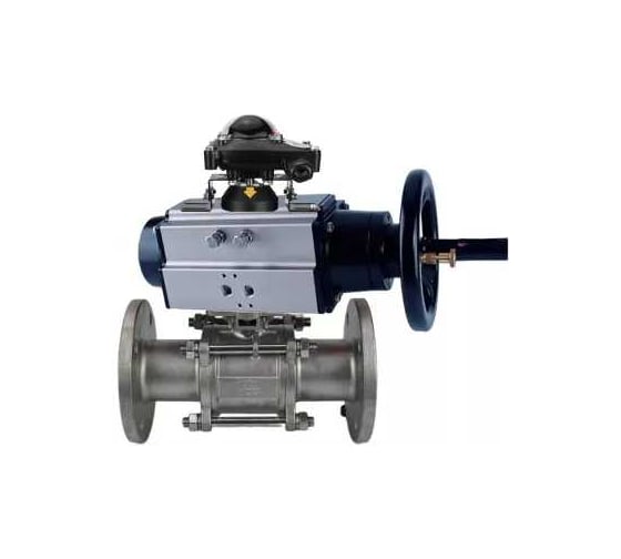 Шаровой кран DN.ru КШФПТ-ISO.304.180 Ду80 Ру25 с пневмоприводом, пневмораспределителем, БКВ D160-24359 1