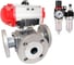 Кран шаровой DN.ru 316-316-PTFE T-тип, Ду40, Ру16, пневмопривод, пневмораспределитель, БПВ D160-34434 1