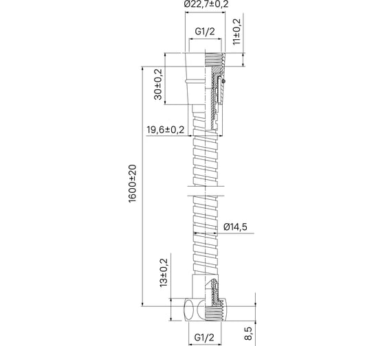 Шланг для душа Milardo EPDM, 1.6 м, 130 130S160M19