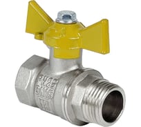 Кран шаровой Valfex N/P59 бирка для газа, 3/4 ВР/НР, ручка-бабочка, латунный никелированный 11Б27фтМ (72/18) VF.278.NB3.034.N/P59.Bir