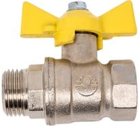 Кран шаровой N/P59 бирка для газа 1/2 ВР/НР, ручка-бабочка, латунный никелированный 11Б27фтМ (96/24) VF.278.NB3.012.N/P59.Bir