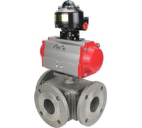 Шаровой кран DN.ru 316-316-PTFE L-тип Ду40 Ру16, пневмопривод, БКВ D160-32685