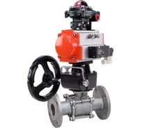 Шаровой кран DN.ru КШФПТ-ISO.316.180 Ду50 Ру40 с пневмоприводом, пневмораспределителем, БКВ D160-21896