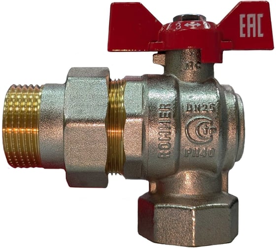 Кран шаровой ROMMER неполнопроходной, угловой, с американкой RBV-0006-2610225 RG00938RJN7G87