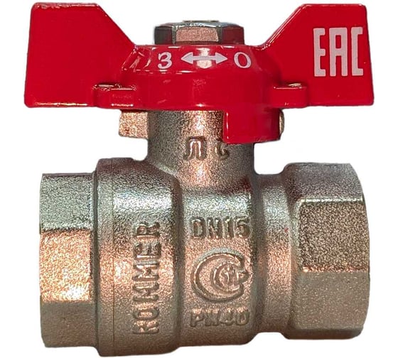Кран шаровой ROMMER ВР/ВР, ручка бабочка, 1/2" RBV-0003-2110215 RG00938RJN988L