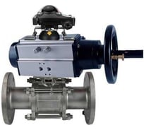 Шаровой кран DN.ru КШФПТ-ISO.316.180 Ду65 Ру25 с пневмоприводом, пневмораспределителем, БКВ D160-31013