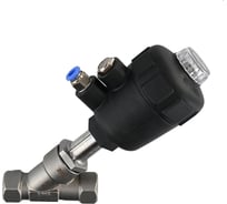 Отсечной пневматический клапан DN.ru 316P-PVT Ду15 Ру25 резьбовой, Y-образный D490-00001