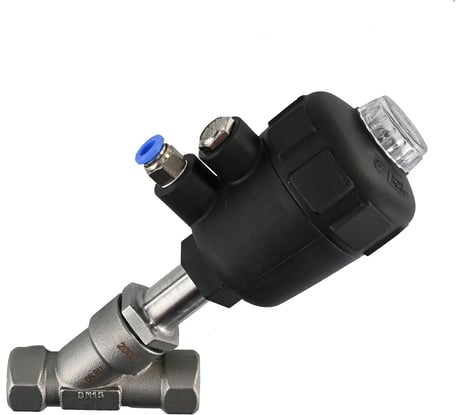 Клапан отсечной пневматический DN.ru 316P-PT Ду15 Ру25 резьбовой, Y-образный D490-00001