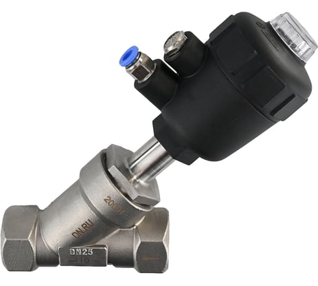 Клапан отсечной пневматический DN.ru 316P-PT Ду25 Ру25 резьбовой, Y-образный D490-00003