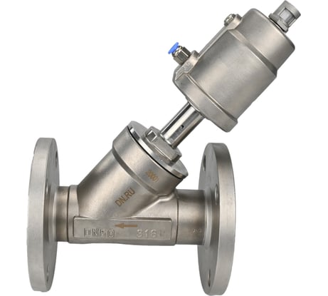 Отсечной пневматический клапан DN.ru 316-316-PVF Ду50 Ру16 фланцевый, Y-образный D490-00033