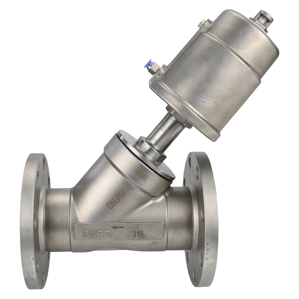 Отсечной пневматический клапан DN.ru 316-316-PVF Ду100 Ру16 фланцевый ...