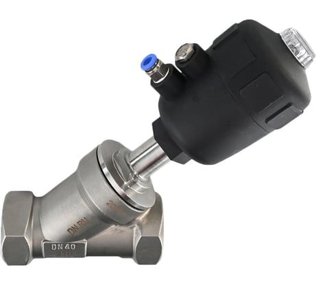 Клапан отсечной пневматический DN.ru 316P-PT Ду40 Ру25 резьбовой, Y-образный D490-00005