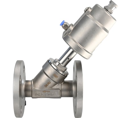 Отсечной пневматический клапан DN.ru 316-316-PVF Ду32 Ру16 фланцевый, Y-образный D490-00031