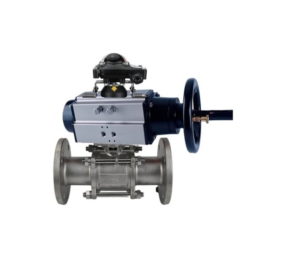 Шаровой кран DN.ru КШФПТ-ISO.316.180 Ду80 Ру25 с пневмоприводом, пневмораспределителем, БКВ D160-31054 1