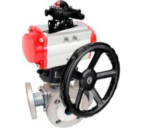 Шаровой кран DN.ru 316-316-PTFE L-тип Ду40 Ру16, пневмопривод, БКВ, дублер D160-32694