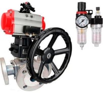 Шаровой кран DN.ru 316-316-PTFE L-тип Ду40 Ру16, пн.привод, пн.распред., БКВ, дублер, БПВ D160-32442