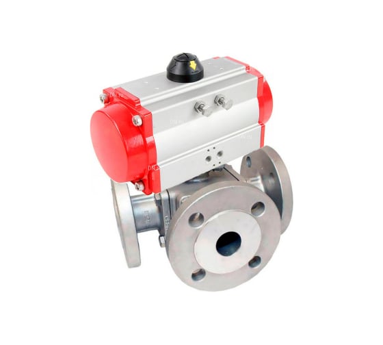Шаровой кран DN.ru 316-316-PTFE T-тип Ду40 Ру16 пневмопривод D160-33512 1