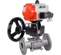 Шаровой кран DN.ru КШФПТ-ISO.316.180 Ду80 Ру25 с пневмоприводом, пневмораспределителем, БПВ D160-21866