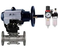 Шаровой кран DN.ru КШФПТ-ISO.316.180 Ду80 Ру25 с пневмоприводом, пневмораспределителем, БПВ D160-24377