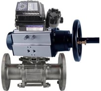 Шаровой кран DN.ru КШФПТ-ISO.316.180 Ду80 Ру25 с пневмоприводом, пневмопозиционером D160-31285