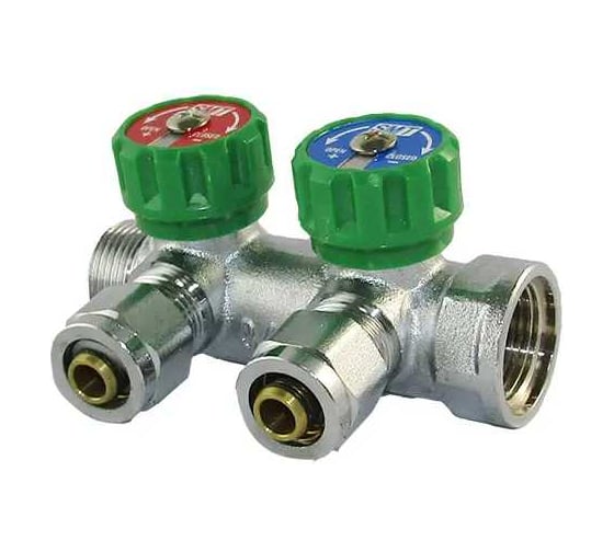 Коллектор с кранами SMT 3/4х16х2, 2 выхода, хром 1875CH051602-27
